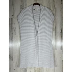 Colombo Cardigan Sweater Size Small White 100% Cotton Sleeveless Vest Open Front